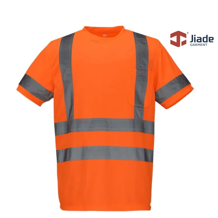 Hi Vis Orange летняя безопасная отражающая футболка с короткими рукавами Рабочая Футболка Защитная Рубашка со светоотражающими полосками