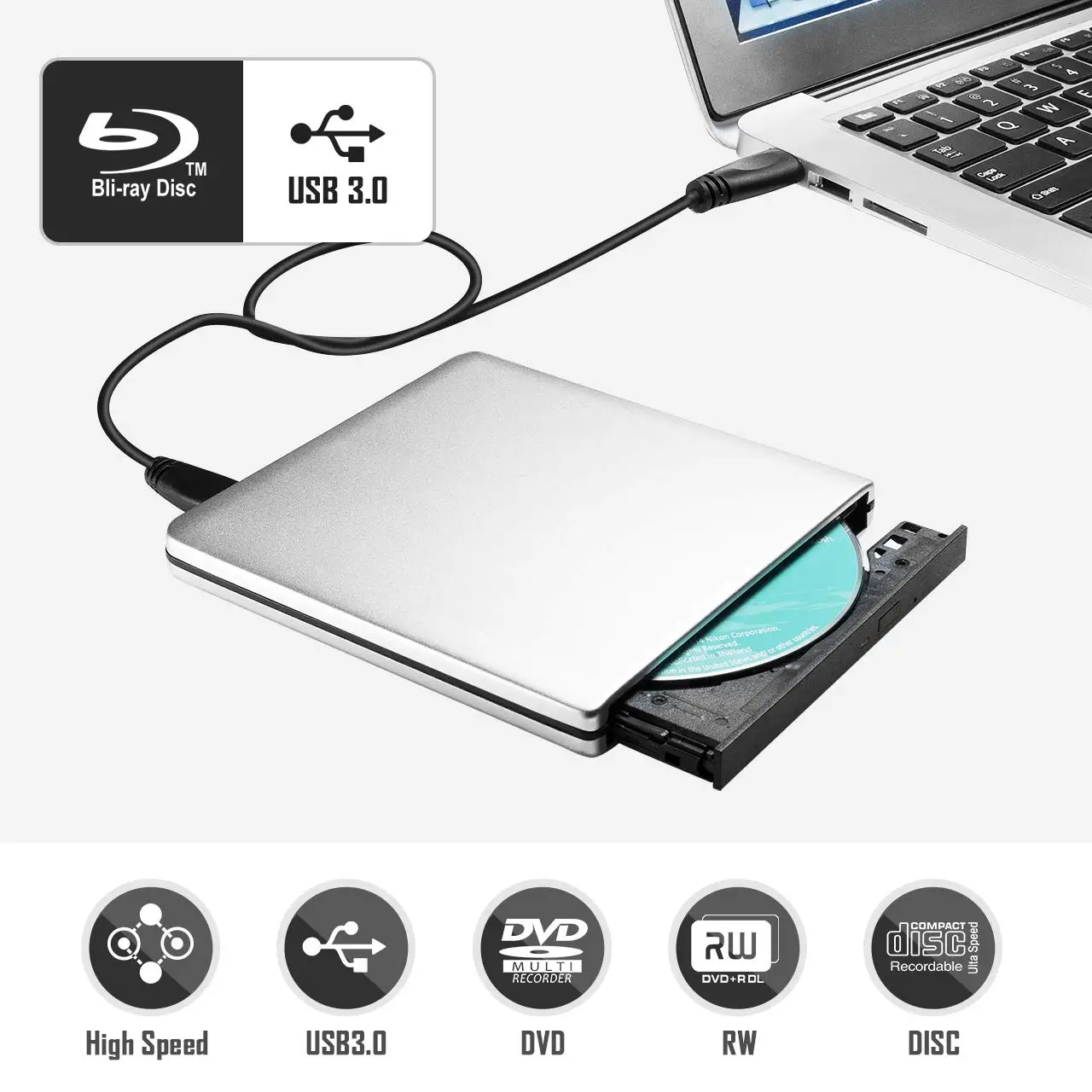 YiYaYo USB 3,0 Bluray Привод BD rom плеер DVD/CD RW горелки Внешний Оптический привод для ноутбука ноутбук ПК Windows 10