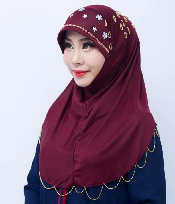 Buy beaded hijab one piece hand beading party hijab