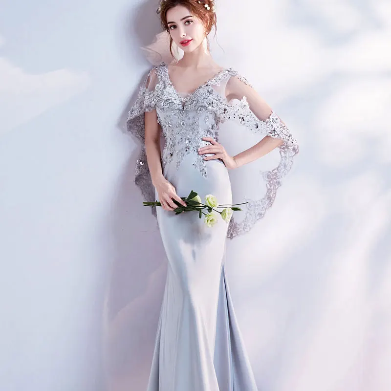 Robe de soiree 2019 nouvelles элегантное бордовое кружевное сатиновое длинное вечернее