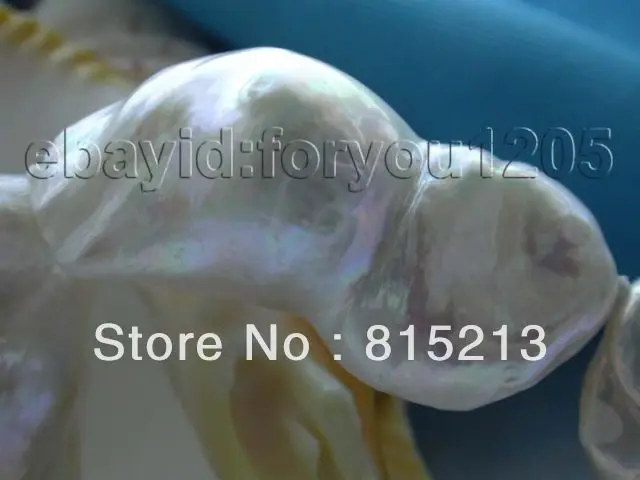 

ddh00383 Genuine Natural 40mm White Reborn Keshi Pearl Necklace 14k