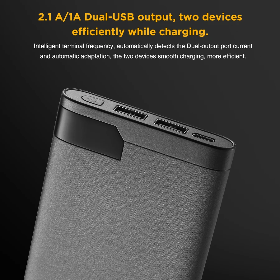Easyacc 5V/2.1A 2 порта 10000mah ЖК дисплей внешний аккумулятор ультра тонкий портативный