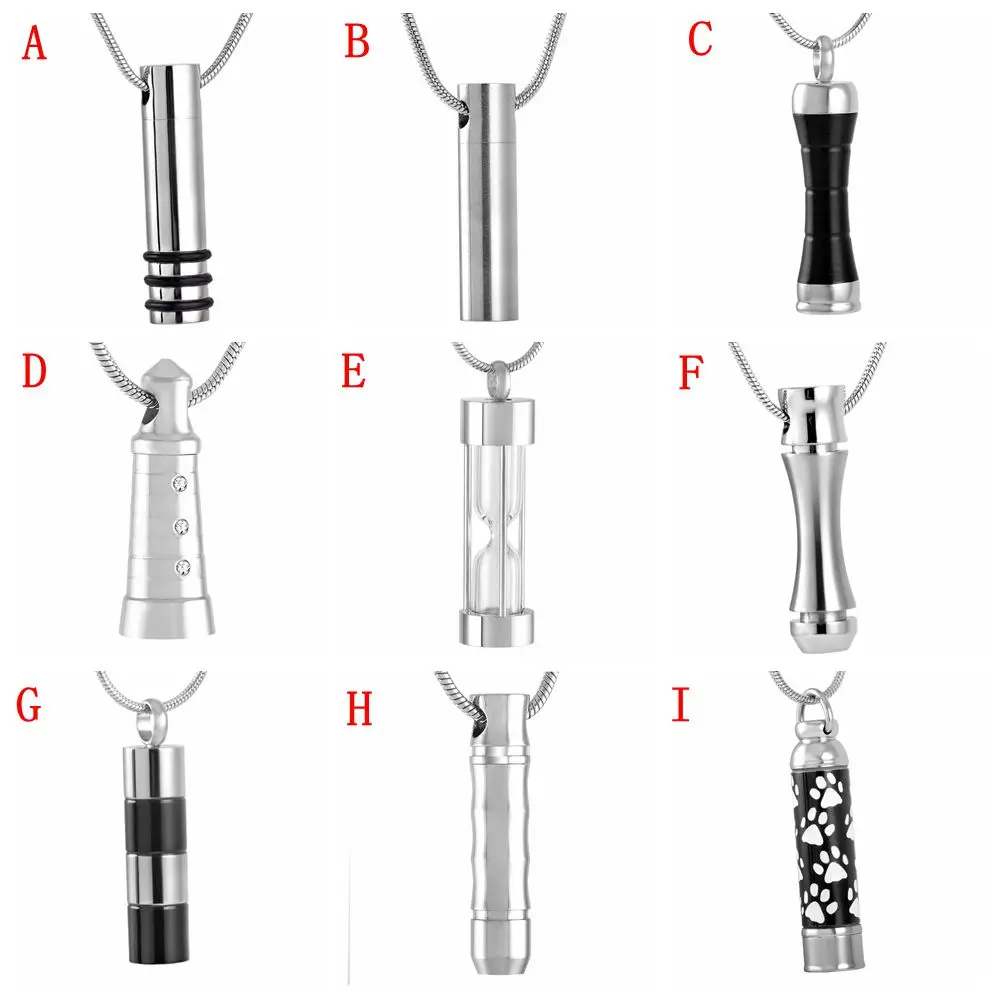 

Fashion Jewelry Men Women Necklace Tube Urn Hold Human/ Animal Ashes Funeral Urns Casket Cylinder Cremation Pendants and Charms