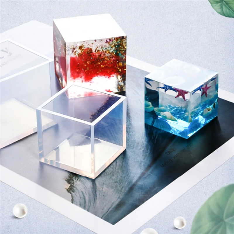 Square white diy crystal epoxy plastic square mold cube molde silicona