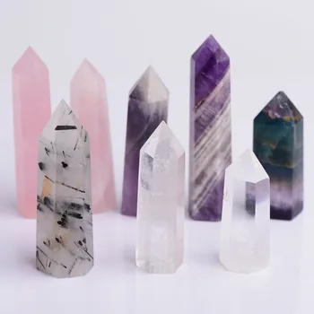 

8pcs natural rose amethyst quartz crystal wand point stones healing