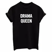 2017 Summer New Ladies Tops Fashion White Black Letter DRAMA QUEEN T Shirt Harajuku Plus Size
