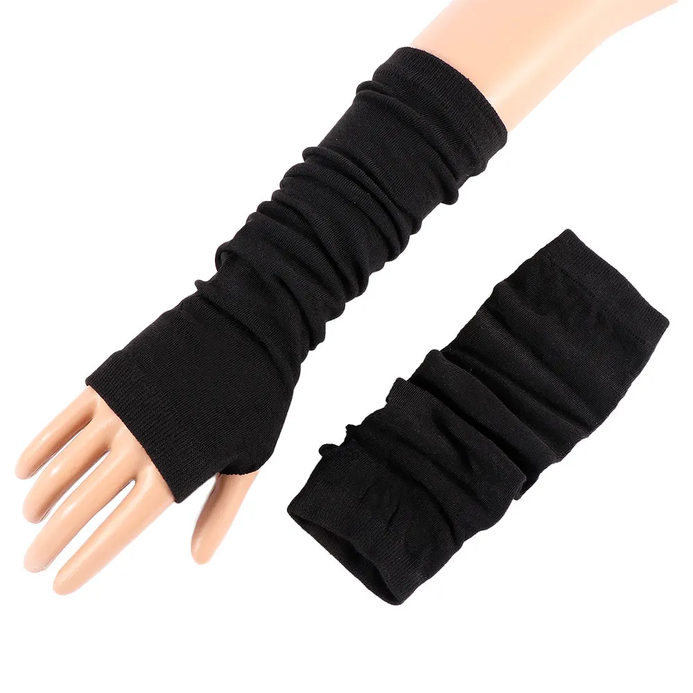 Женские солнцезащитные гетры для рук, хлопковые длинные перчатки без пальцев, защита от солнца, защита рук, анти-УФ, унисекс, вязаные перчатки