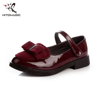 

HITOMAGIC Children's Princess Leather Shoes Kids Shoes For Girl PU Casual Baby Flowers Bow Tie Girls Fashion Child Footwear