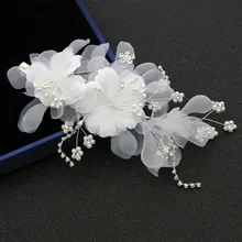Alexzendra, модные белые цветы, груши, кристаллы, свадебные головные уборы для женщин, головные уборы, Свадебная вечеринка, заколка для волос
