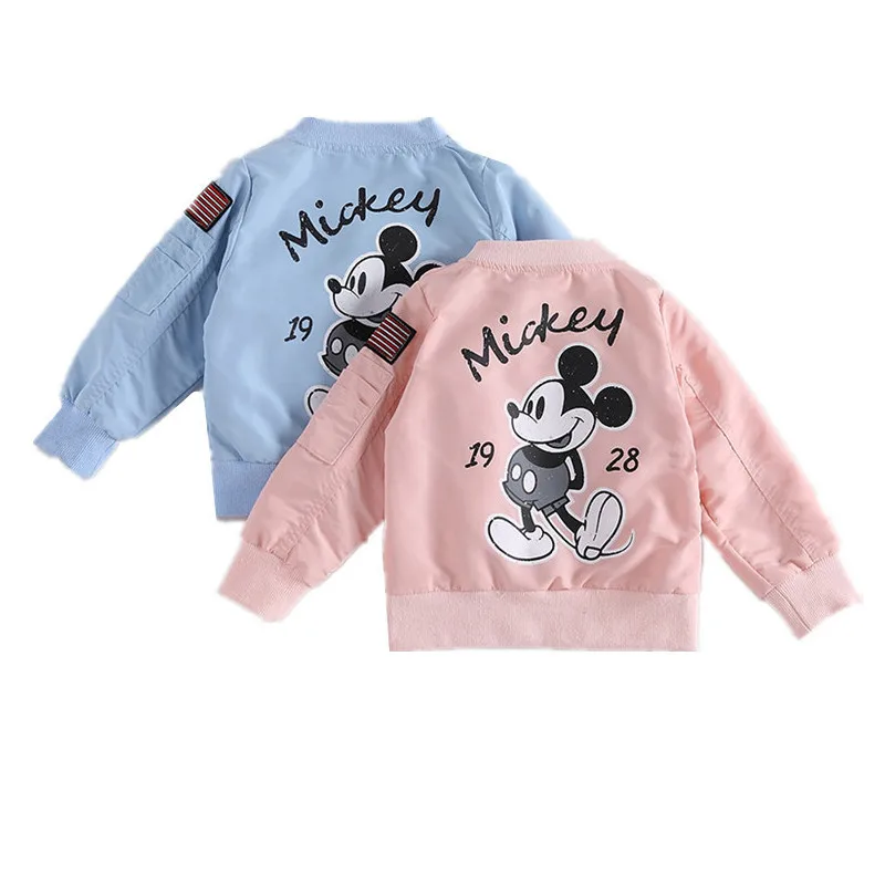 

Boys Blue Mickey Jacket Baby Children Clothing For Kids Boy Girls Windbreaker Outerwear Printed Cartoon Autumn Children Clothes
