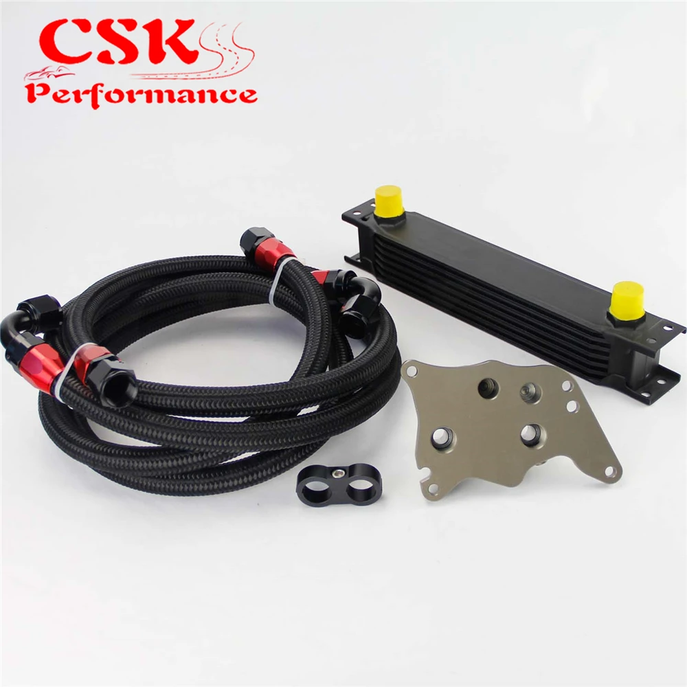 ^*Best Offers 7 Row 248mm AN10 British Oil Cooler Kit Fits For BMW Mini Cooper R56 Supercharger Black/Silver