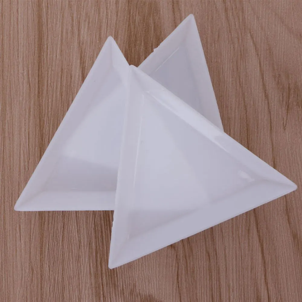 

10Pc Triangle/Round Rhinestones Beads Crystal Nail Art Sorting Trays Plastic Hot