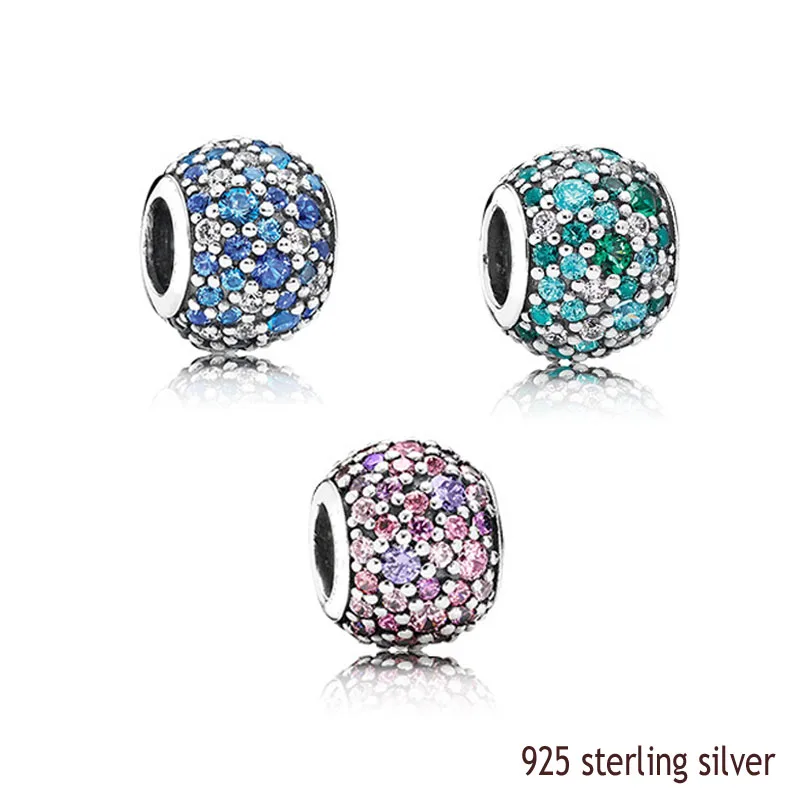 

3 / PCS 925 Sterling Silver beads charms Sets Shining Multi Color Zircon DIY High Quality making fashion Jewelry Drop Shipping