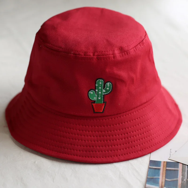 Модные шапки унисекс с вышивкой кактуса Боба, шляпы в стиле хип-хоп, мужские хлопковые летние шляпы для пляжа, рыбалки - Цвет: Красный