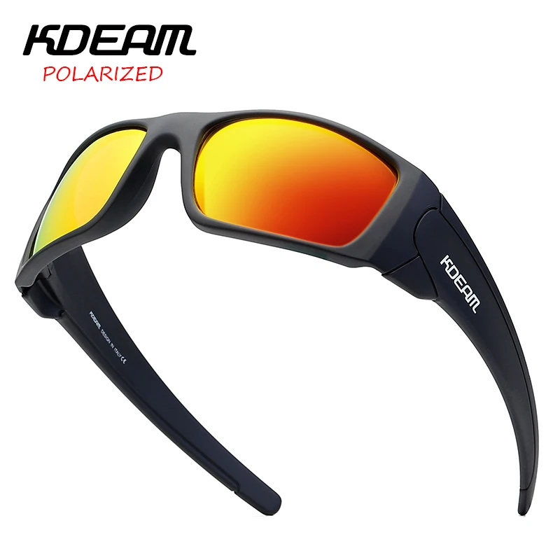

KDEAM 2019 New Arrival Men Sport Sunglasses TR90 Frame HD Polarized mirror lens Outdoor Eyewear UV400 5 Colors with case KD555