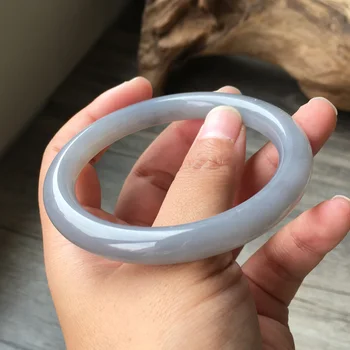 

h24#Hetian jade smoke purple bracelet Qinghai material full of purple thin round jade bracelet