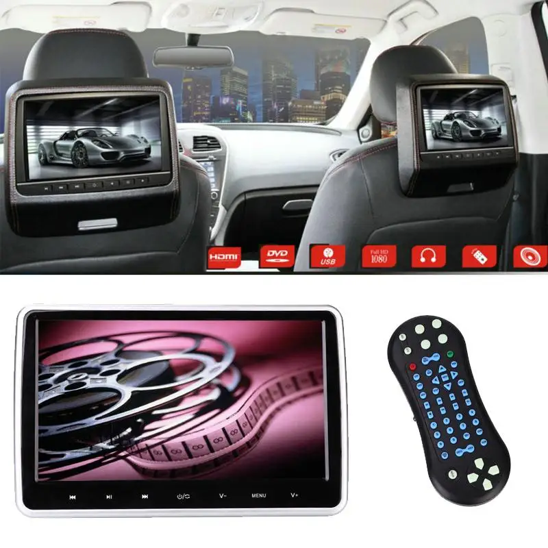 

10.1" HD LCD Touch Screen Car Auto Headrest Pillow LCD Monitor DVD/CD/USB/SD Player Remote Control Auto Car Accessories