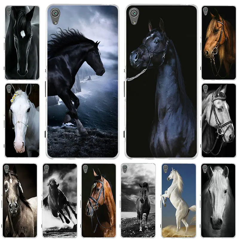 

Clear Case Cover For Sony Xperia Z Z1 Z2 Z3 Z4 Z5 Compact M2 M4 M5 T3 XA E3 E5 C4 C5 Soft Phone Case Amazing Horse Animal Print