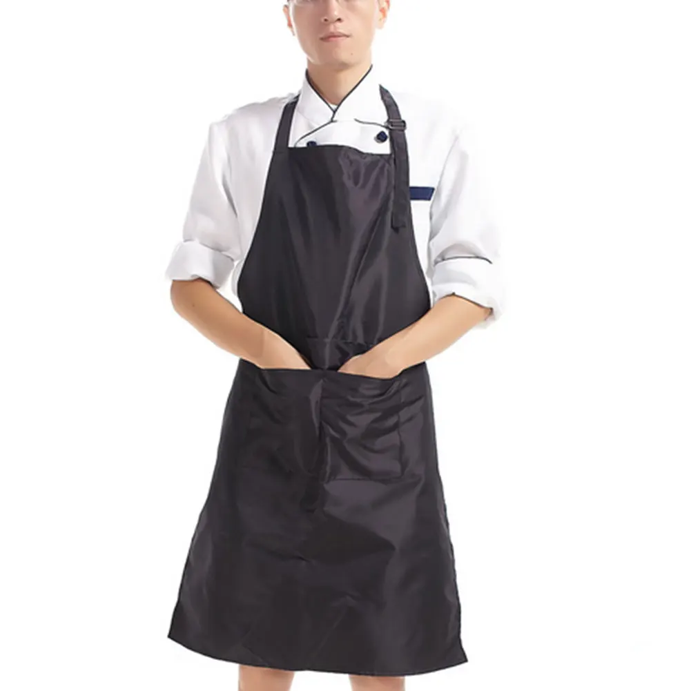 

Stylish Mens Paragraph Chef PVC Waterproof Home Work Aprons Black