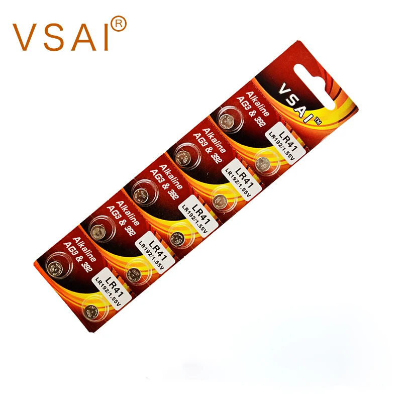 

10pcs/pack VSAI 1.5V AG3 LR41 392 LR736 Alkaline Button Cell Batteries for Laser Pointer, Hearing Aids