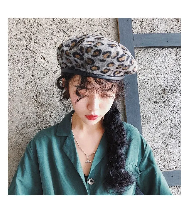 beret hats for women Beret Leopard Autumn Winter beret women        berets caps for women (11)