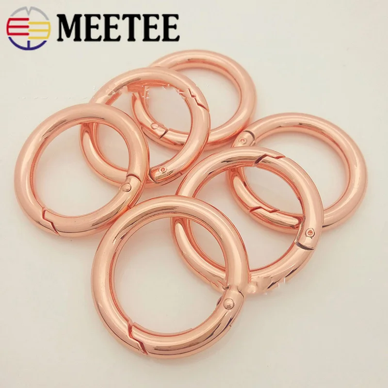 Meetee 20pcs 11-37mm Rose Gold Metal Spring Gate O Ring Buckles Openable Keyring Hook Craft DIY Bags Clip Trigger Accessories | Дом и сад
