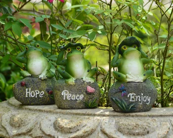 

Hot Sale Frog Sitting on Stone Statue Figurine Model Outdoor Statue,Enjoy,Hope And Peace Home Garden Decor