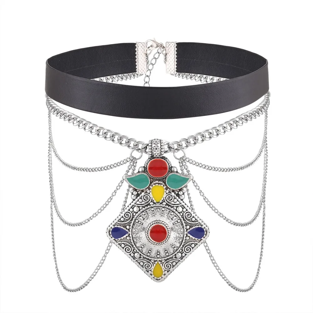 

2018 High Quality Trendy Classic Adjust Enamel Chain Fabric Chokers Necklace Women Necklaces Gift M362