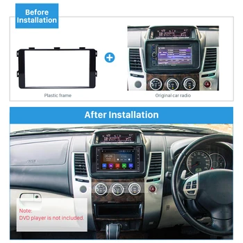 

Harfey Car Radio Fascia for 2015 Mitsubishi Pajero Sport Triton Trim Dash CD Installation Kit Frame Panel Cover Trim 173*98mm