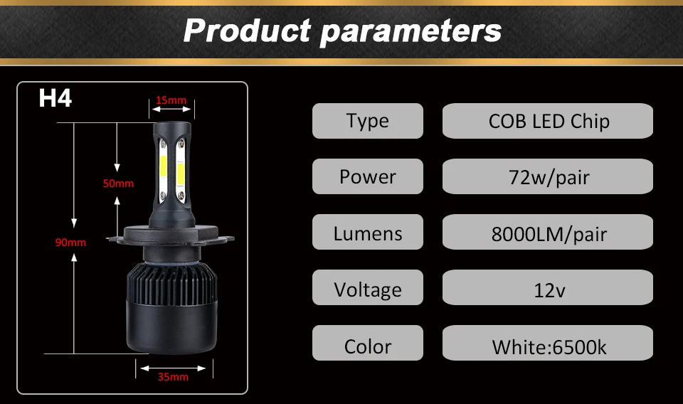 H1 H3 H11 H4 светодиодный Автомобильные фары лампы 12V COB 72W фары для 8000Lm 6500K холодный белый 9005/HB3 HB4 HIR2 авто лампа H7 ампулы светодиодный Voiture