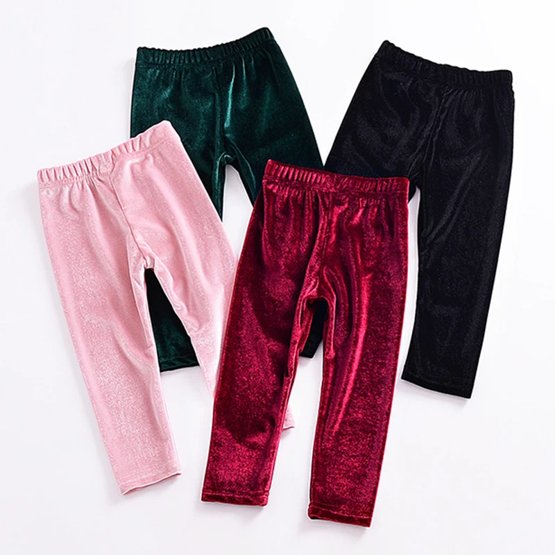 Velvet Girls Pants 2018 Spring Autumn Toddler Girls Leggings Pleuche Pants for Kids Vintage