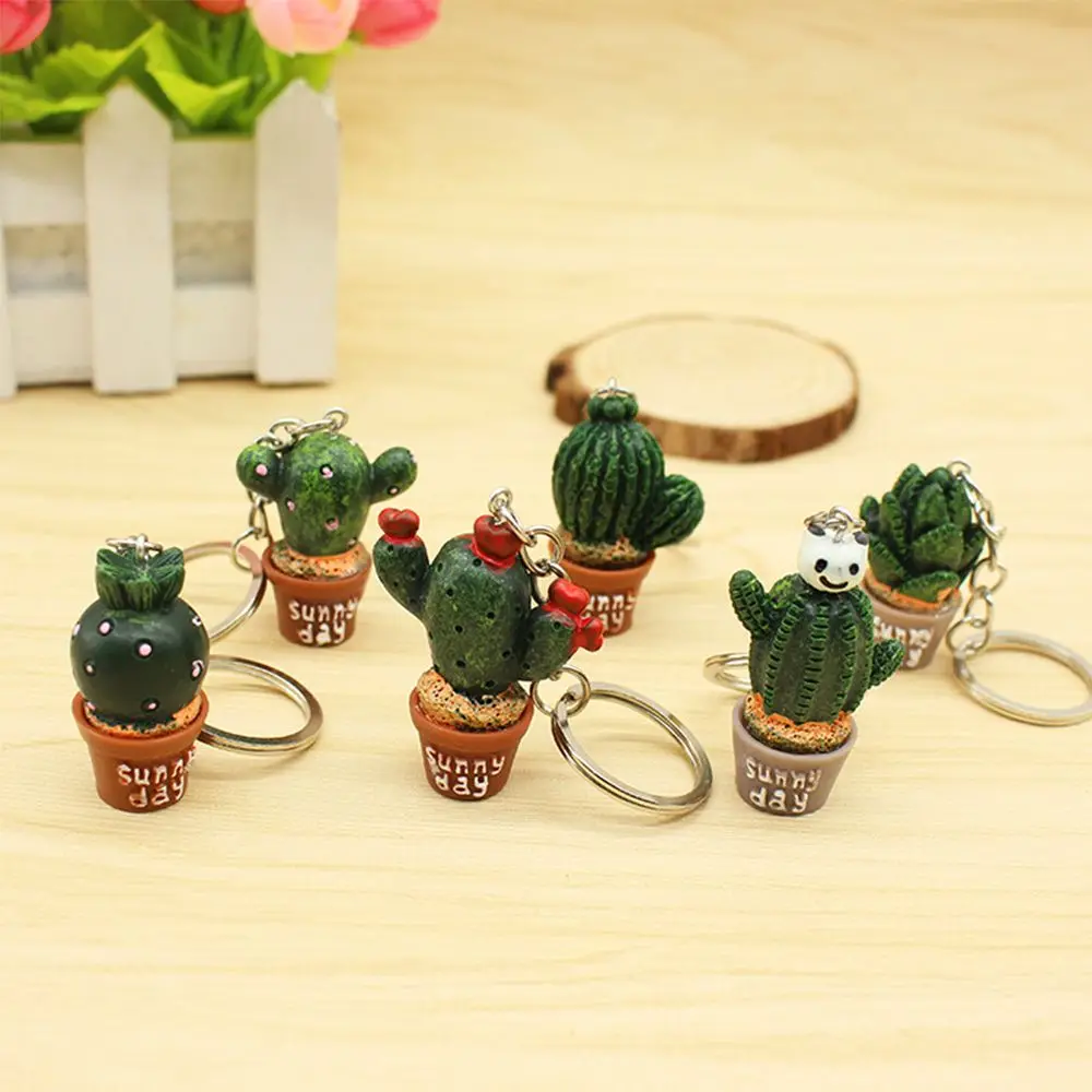 

Simulation Mini Plant Potted Keyring Cactus Resin Key Chain Green Plant Pendant Smart Phone Charm Bag Accessories Gifts Random
