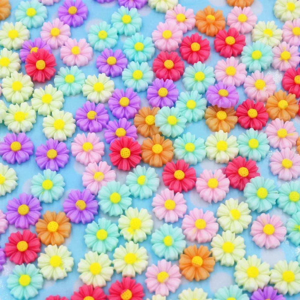 

200pcs/lot DIY flat back resin flowers mix colors 9mm resin cabochons accessories