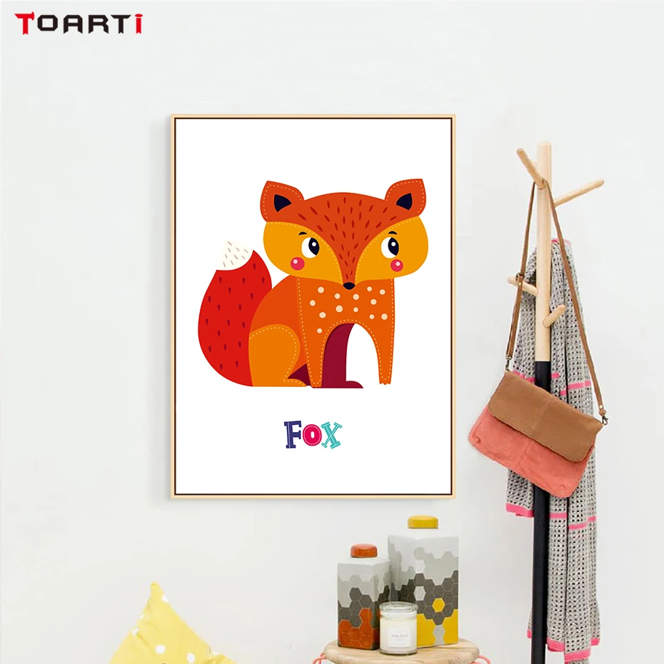 Indian Style Fox Elephant Canvas Art Painting (2)