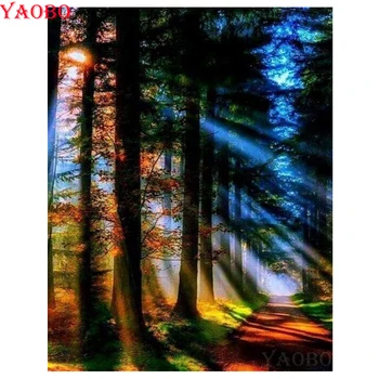 

New sale diamond embroidery Sunrise forest 5D DIY Diamond Painting natural scenery Mosaic painting for Living Room Bedroom Gift