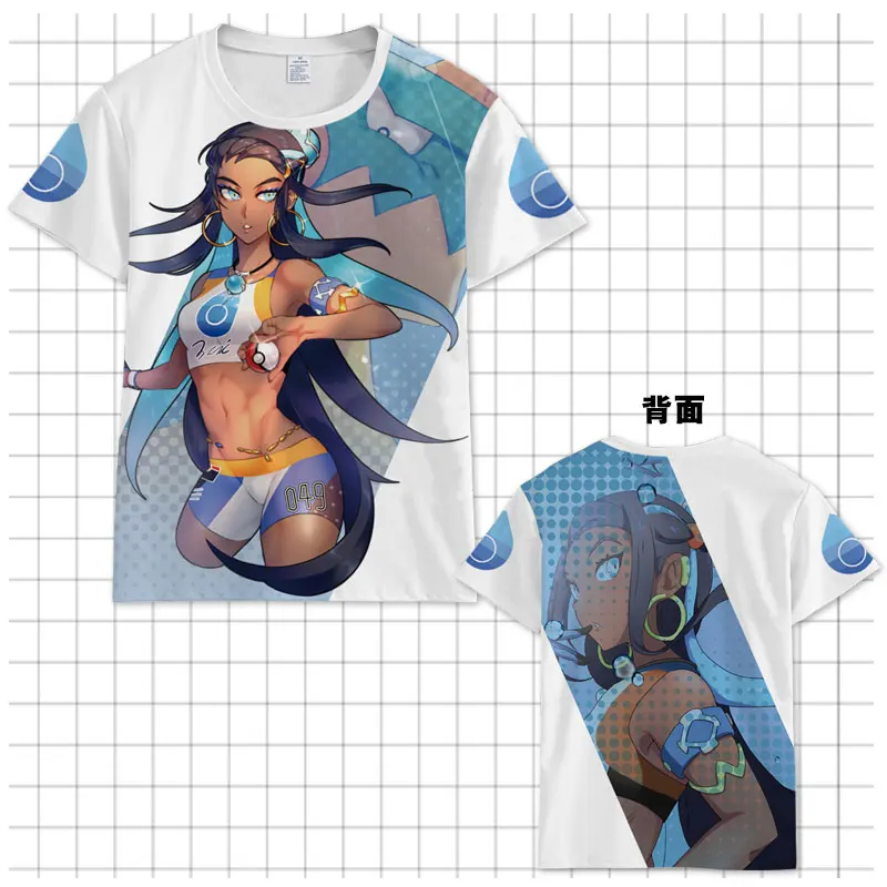 Anime Pokemon Sword Pokemon Shield Nessa Cosplay T-shirt Fashion Short Sleeve Tee Tops Casual Summer Unisex Pullovers T shirt