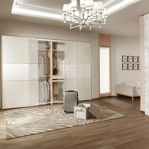 2014 New Design Latest Decorative Veneer Sliding Mirror Wardrobe Doors
