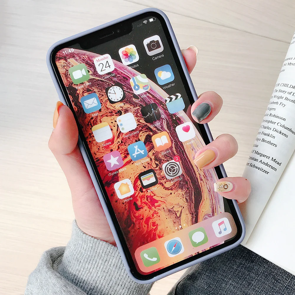 KIPX1110_3_JONSNOW Pure Color Phone Case for iPhone XS XR XS Max 6 6S 7 8 Plus Matte Soft TPU Solid Cover with Ring Holder Capa Fundas