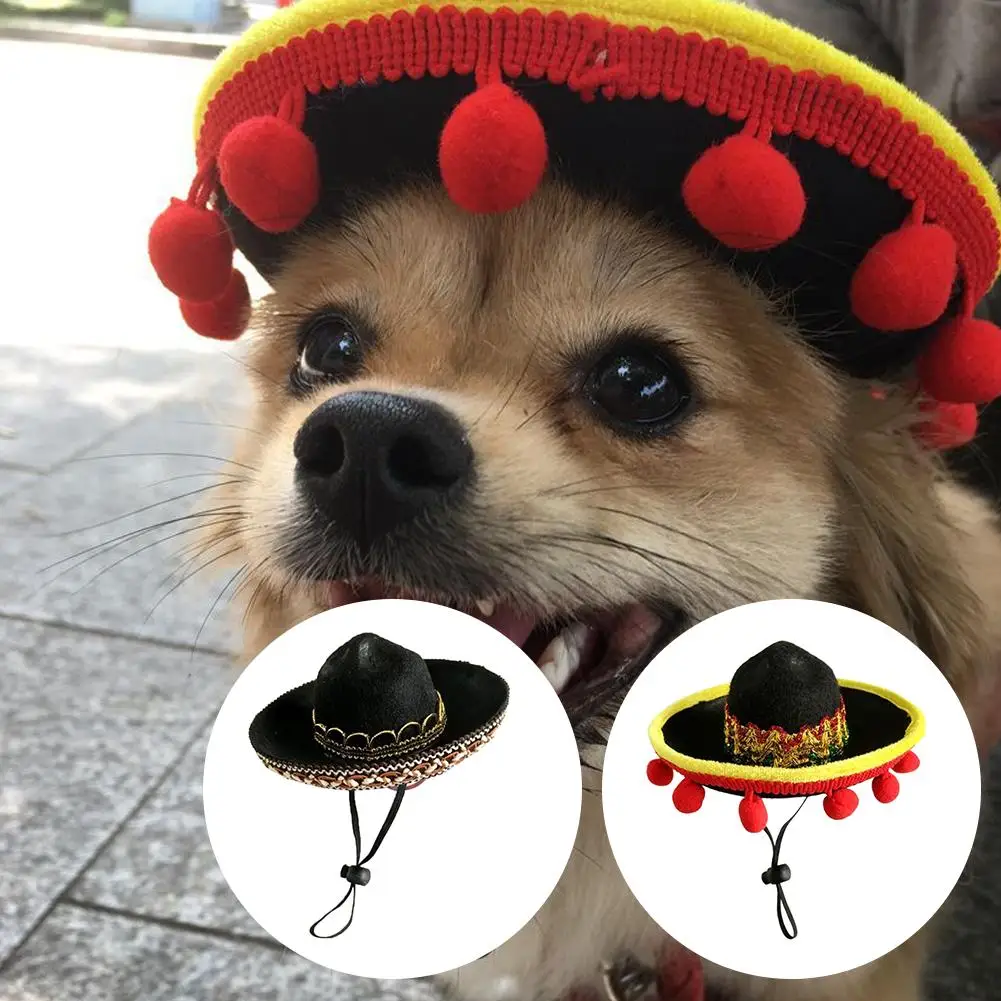 Noroomaknet Mexican Hats Breathable Puppy Dog Cat Hat Pet Adjustable Elastic Cap Festival Party Cap Pet Supplies Dropshipping