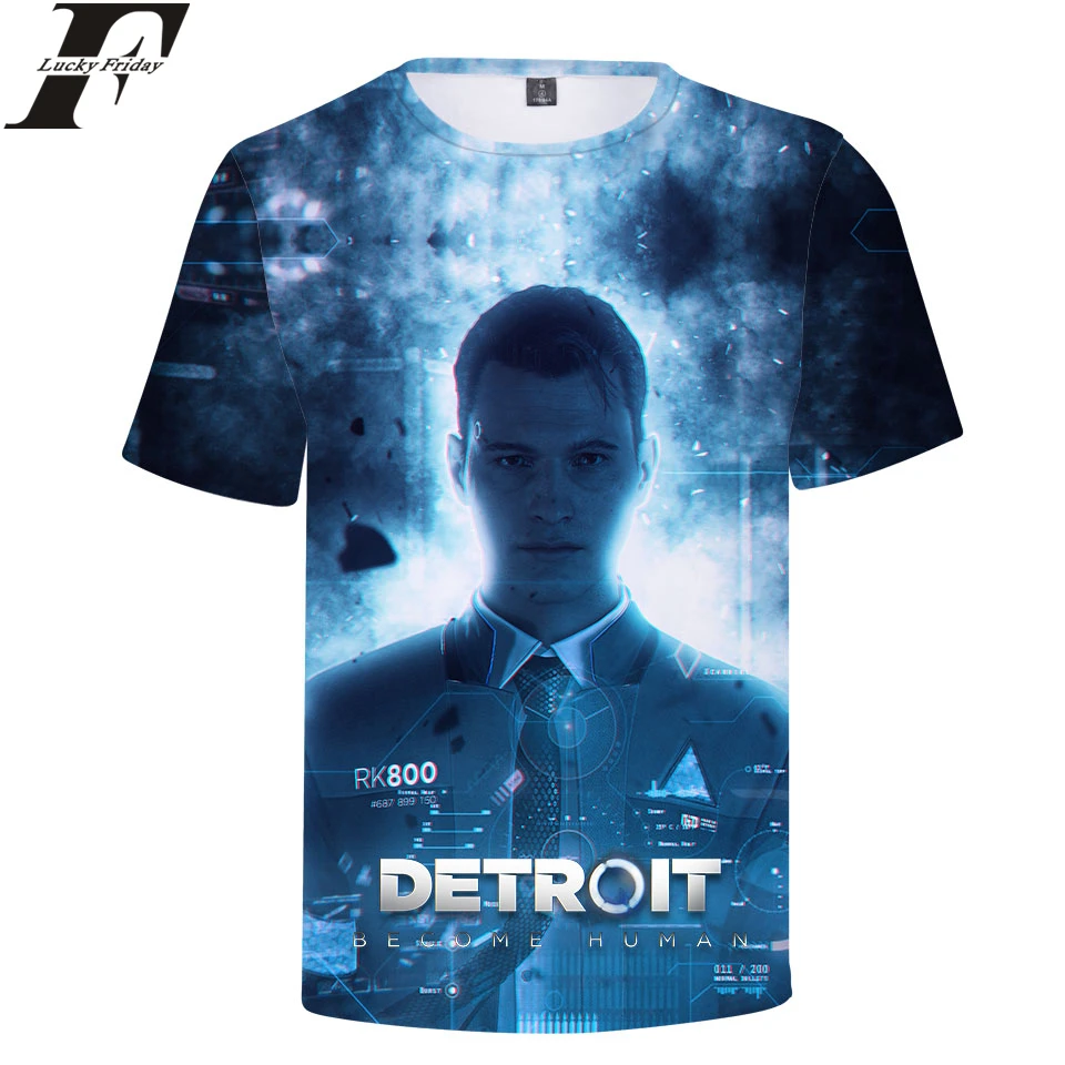 LUCKYFRIDAYF Детройт стать человеком 3D футболка с коротким рукавом RK800 Униформа