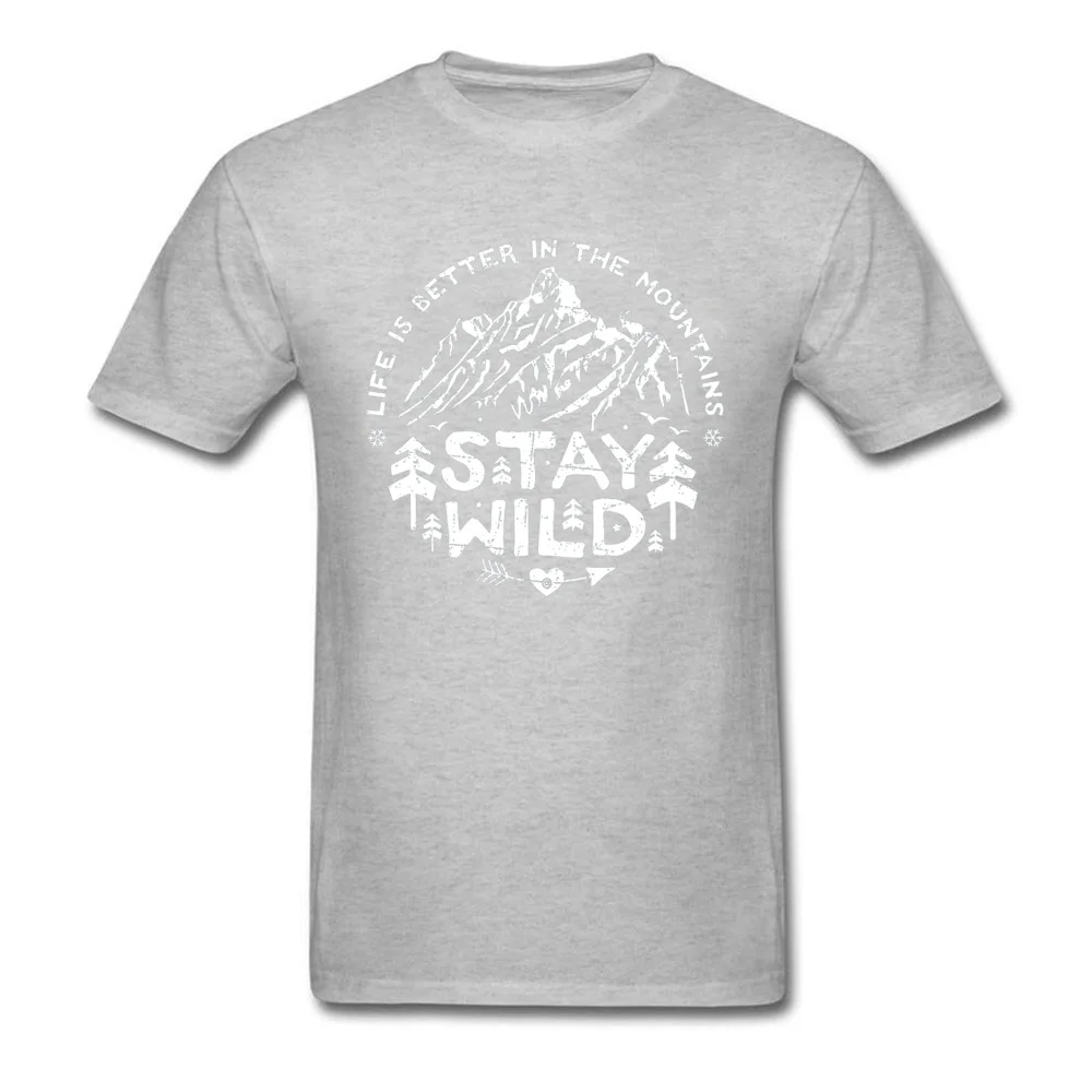 Fitted Stay-Wild-white--3099 Family T-shirts Crew Neck Pure Cotton Men Tops Shirt Short Sleeve Summer Fall Family Tee-Shirt Stay-Wild-white--3099 grey