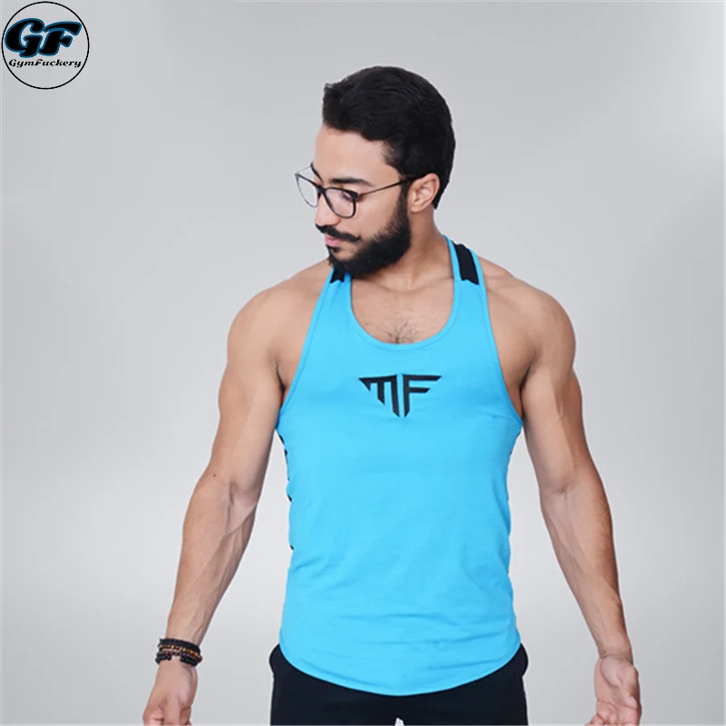 

New Men's Tank Tops Breathable Men Undershirts Tank Tops Men Double color Splice Workout Tees Muscle Man's Fitness sportswea