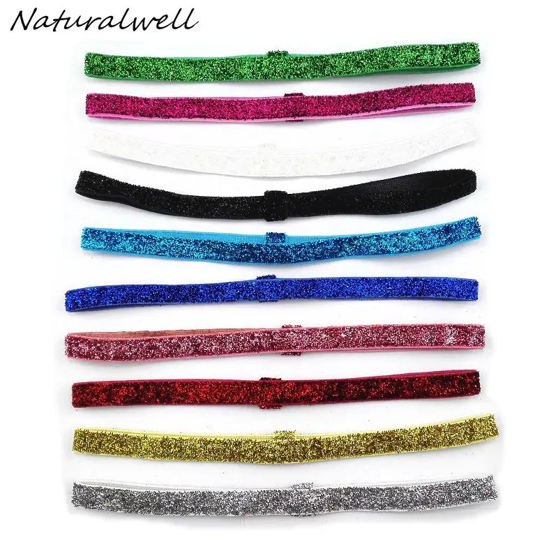 Naturalwell Baby Girls Gold Glitter Headband Wholesale Skinny Stretch