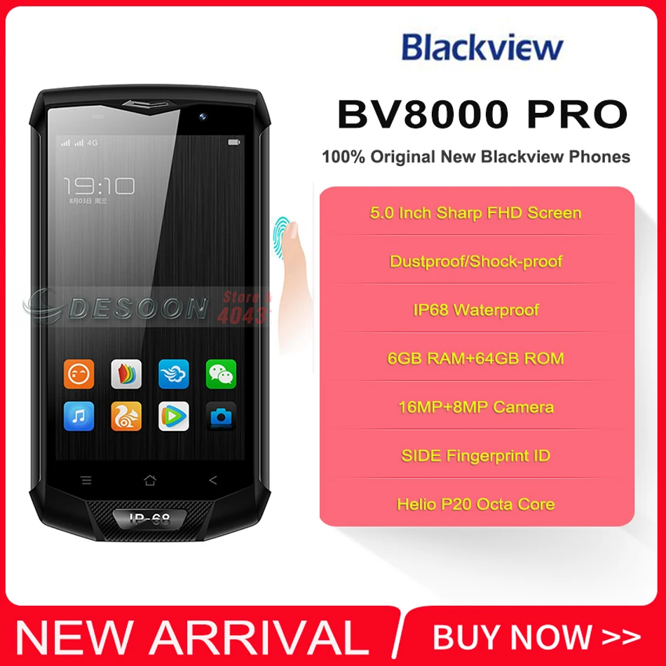 Blackview BV8000 Pro, смартфон, водонепроницаемый, IP68, 6 ГБ ОЗУ, 64 Гб ПЗУ, мобильный телефон FHD, MTK6757V, Android 7,0, 16 Мп, usb type-c кабель