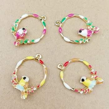 

10pcs 21x30mm bird charm enamel charm for jewelry making fashion charm earring pendant metal charm