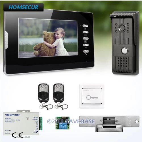 

7" Video Intercom System with User-friendly Design of Mute Mode for Good Night Sleep HOMSECUR + Strike Lock