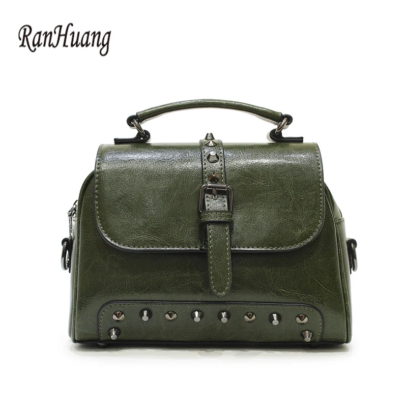 

RanHuang New Arrive 2018 Women Genuine Leather Handbags Fashion Flap Small Shoulder Bags Rivet Messenger Bags Luxury Handbags