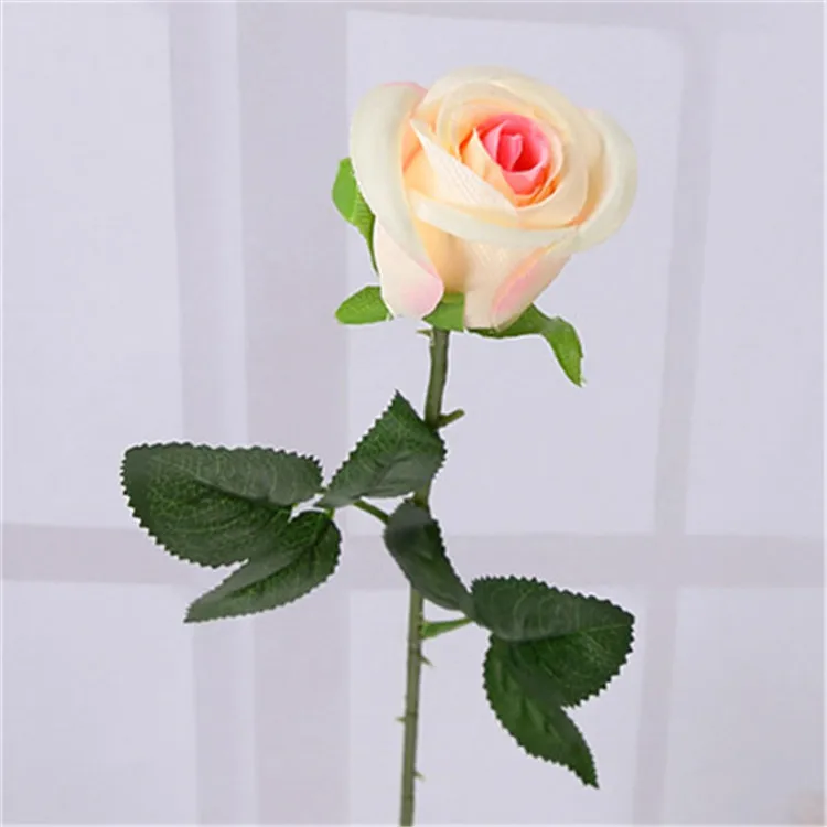 Высокое качество(10 шт./лот) романтическая искусственная Желтая роза цветок DIY бархат Шелковый цветок для вечерние украшения дома, свадьбы, праздника - Color: champagne