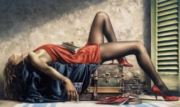 

Handcraft Portrait Oil Painting on Canvas, Modern Women 24x36inch