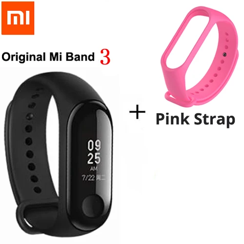Xiaomi Mi смарт-браслет 3, фитнес-браслет, большой сенсорный экран, 0,78 дюймов, OLED сообщение, сердечный ритм, смарт-браслет - Цвет: Add Pink Strap